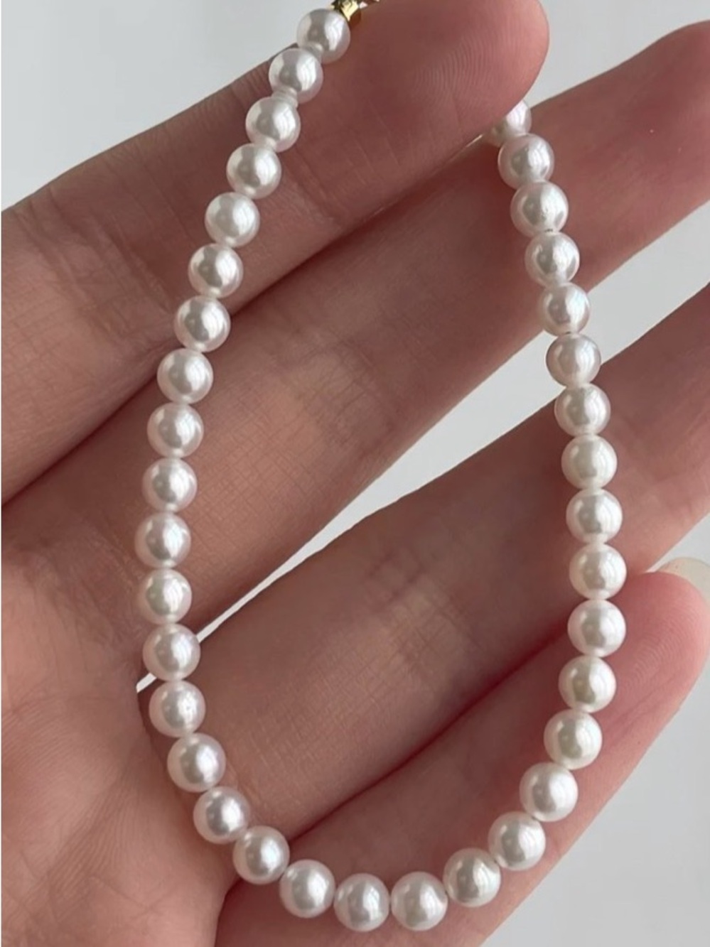 18K Gold Akoya Pearl Bracelet Handcrafted in Japan 4mm White Round
